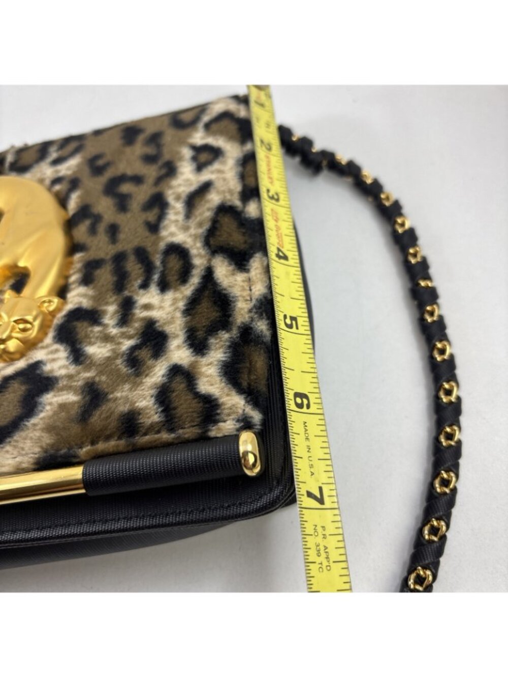 VTG 1990s Nima Glam Crossbody Gold & Black Panther Animal Purse braided strap - Picture 3 of 11